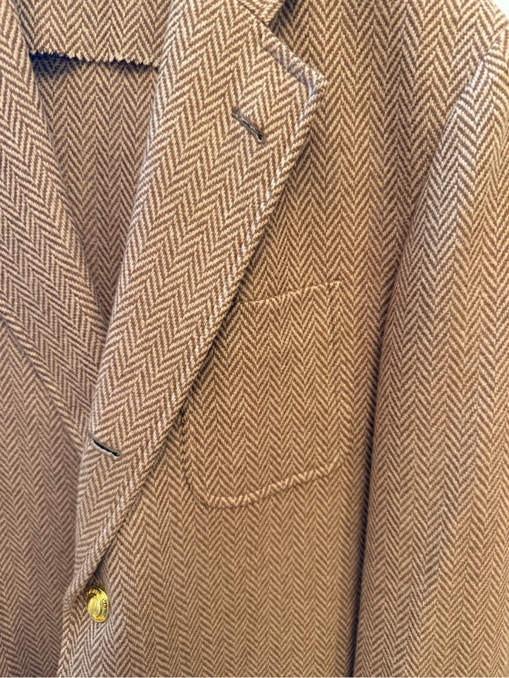 Super Rare Rowing Blazers Camel Herringbone Blazer w Patch 40R Made in Portugal - Picture 8 of 12